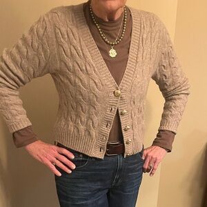H&M Beige Cable Knit Cardigan